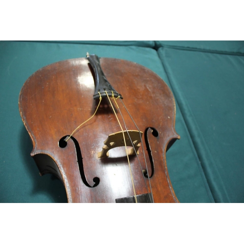 1555 - ANTIQUE CELLO probably 19thc, with a 2 piece back and rosewood tuning pegs. Bears a label inside, Pe... 