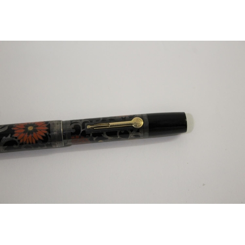 1559 - RARE NAMIKI FOUNTAIN PEN a silver and lacquered fountain pen with lever filler, the lid and barrel w... 