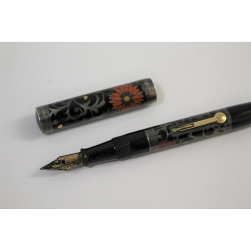 1559 - RARE NAMIKI FOUNTAIN PEN a silver and lacquered fountain pen with lever filler, the lid and barrel w... 