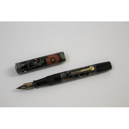 1559 - RARE NAMIKI FOUNTAIN PEN a silver and lacquered fountain pen with lever filler, the lid and barrel w... 