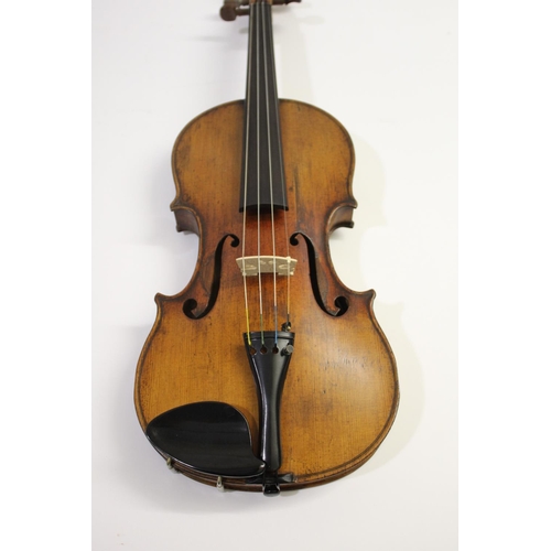 1616 - FRENCH ANTIQUE VIOLIN the violin with a two piece satinwood back, bears label inside Copie de Joseph... 