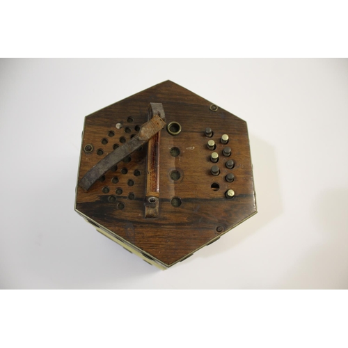 1618 - ANTIQUE ROSEWOOD CONCERTINA a 20 button concertina with rosewood ends, the side of each end with ope... 