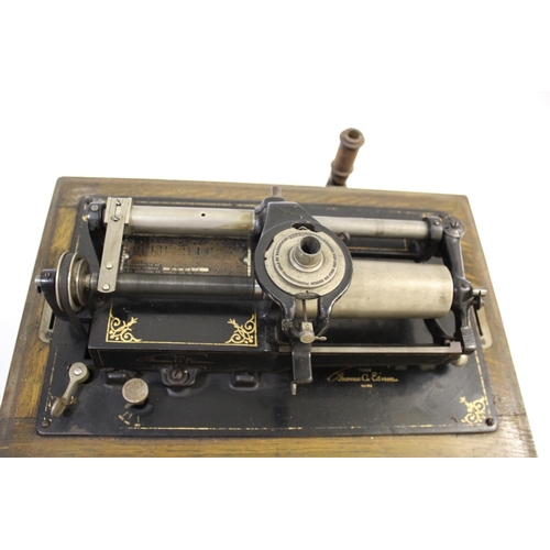 1622 - EDISON TRIUMPH PHONOGRAPH a large phonograph in an oak case, the plaque with Serial Number 38139 and... 