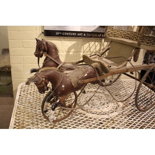 1634 - RARE VICTORIAN CHILD'S CARRIAGE - HORSES an unusual late Victorian child's carriage, with a painted ... 