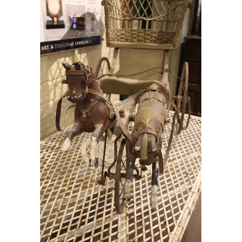 1634 - RARE VICTORIAN CHILD'S CARRIAGE - HORSES an unusual late Victorian child's carriage, with a painted ... 