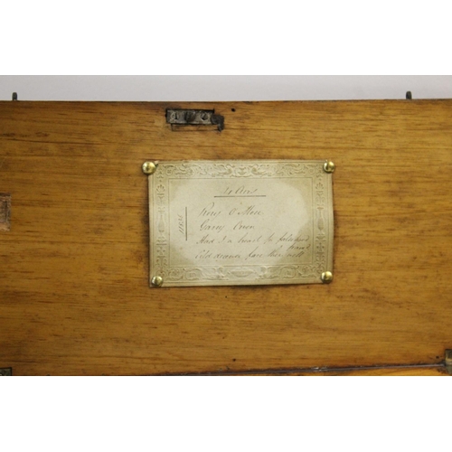 1636 - EARLY MUSICAL BOX  a early 19thc musical box with a 4 air movement, with a fold down flap to reveal ... 