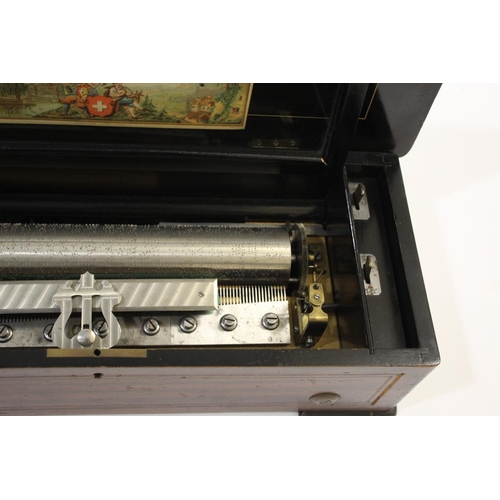 1637 - 19THC MUSICAL BOX - HARP, PICCOLO & ZITHER a musical box with a 6 air movement, and start/stop and c... 