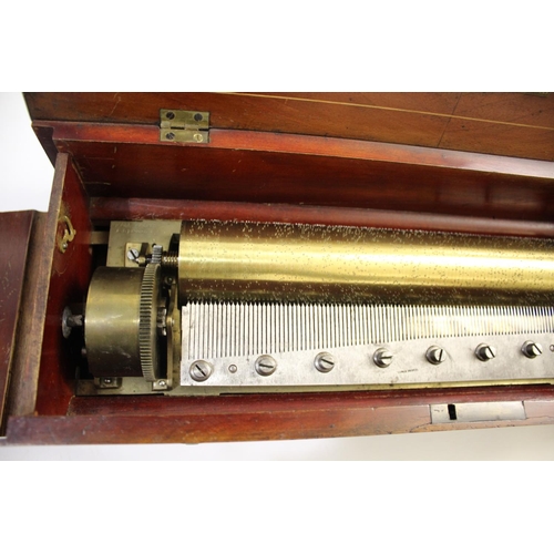 1638 - 19THC MUSICAL BOX - NICOLE FRERES with a 6 air movement, with a fold down flap to reveal 3 brass lev... 