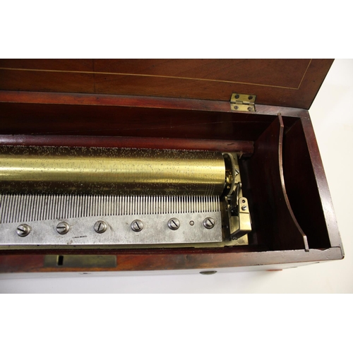 1638 - 19THC MUSICAL BOX - NICOLE FRERES with a 6 air movement, with a fold down flap to reveal 3 brass lev... 