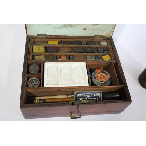 1684 - 19THC PAINT BOX - G ROWNEY & CO a 19thc mahogany paint box by G Rowney & Co, 51 Rathbone Place, Lond... 