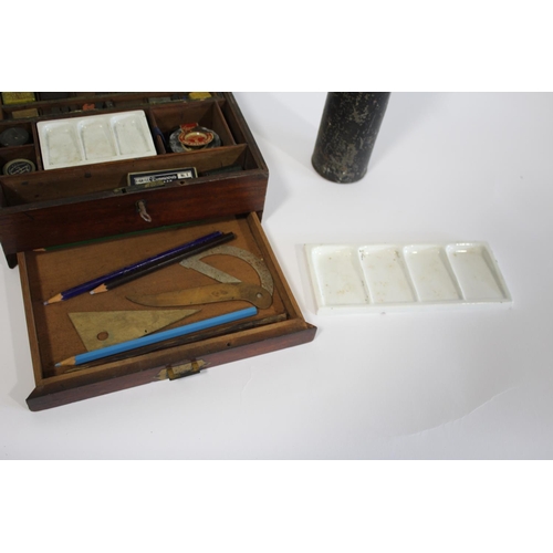 1684 - 19THC PAINT BOX - G ROWNEY & CO a 19thc mahogany paint box by G Rowney & Co, 51 Rathbone Place, Lond... 