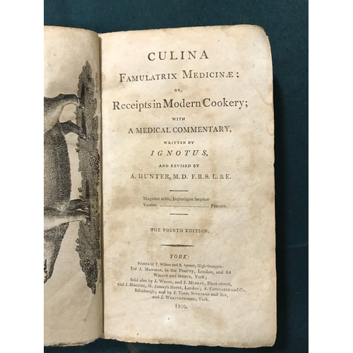 211 - Hunter, Alexander. Culina. Famulatrix Medicinae: or, Receipts in Modern Cookery, fourth edition, eng... 