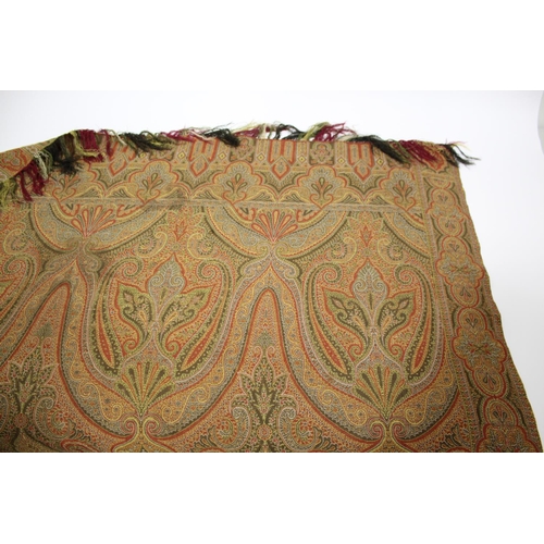 1756 - 19THC PAISLEY SHAWL probably late 19thc, the silk shawl with a Paisley design and a coloured fringe ... 