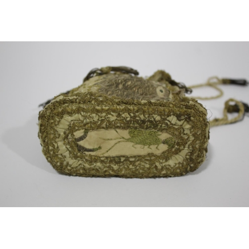 1758 - EARLY DRAW STRING BAG probably 18thc, an interesting silk bag with silver and gold coloured metallic... 