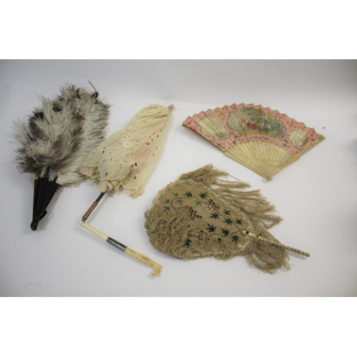 1793 - ANTIQUE FANS, PARASOL & VINTAGE CLOTHING a mixed lot including a qty of 19th and early 20thc baby go... 