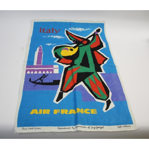 1809 - AIR FRANCE -  TRAVEL POSTER DESIGNER TEA TOWELS an interesting set of four mid 20th tea towels, each... 