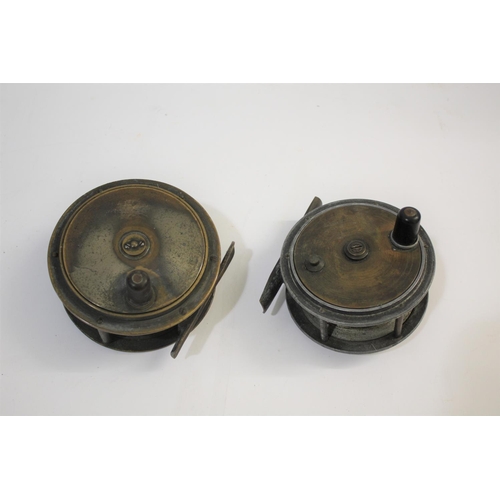 1951 - TWO ANTIQUE FISHING REELS including a brass 4