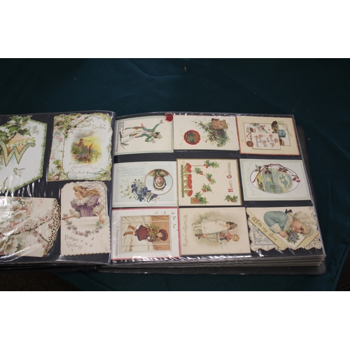 1343 - POSTCARD ALBUMS including 3 albums with vintage greetings and remembrance cards, a large scrap album... 