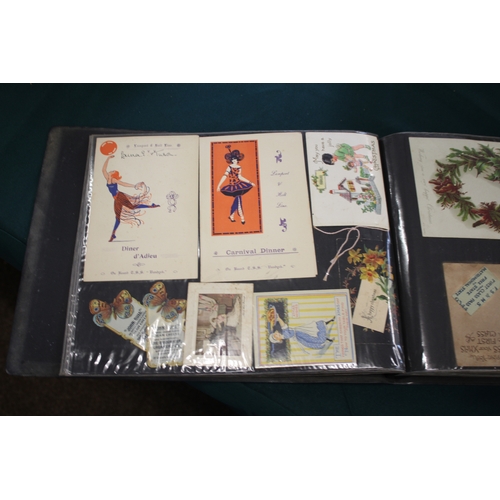 1343 - POSTCARD ALBUMS including 3 albums with vintage greetings and remembrance cards, a large scrap album... 