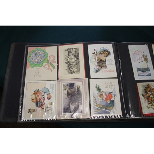 1343 - POSTCARD ALBUMS including 3 albums with vintage greetings and remembrance cards, a large scrap album... 