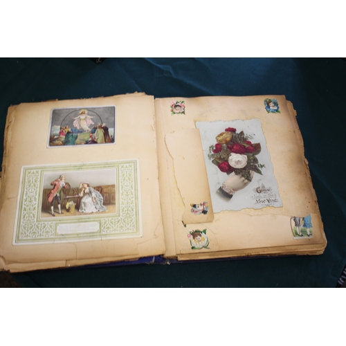 1343 - POSTCARD ALBUMS including 3 albums with vintage greetings and remembrance cards, a large scrap album... 