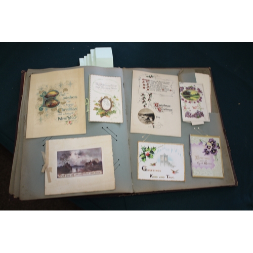 1343 - POSTCARD ALBUMS including 3 albums with vintage greetings and remembrance cards, a large scrap album... 