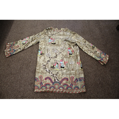 1768 - JAPANESE SILK EMBROIDERED COAT probably early 20thc, a silk lined gold lame coat with an all over em... 