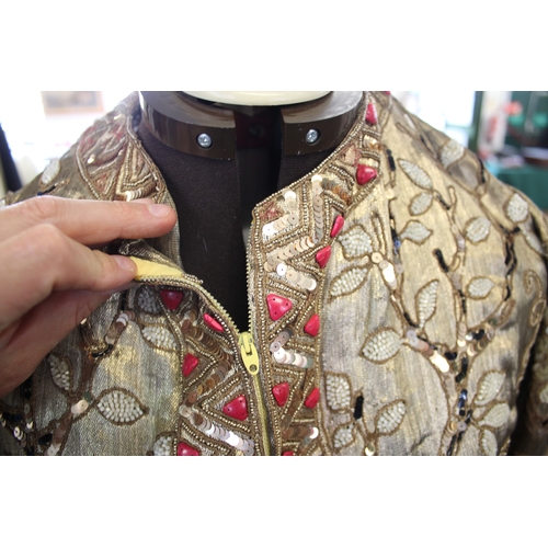 1768 - JAPANESE SILK EMBROIDERED COAT probably early 20thc, a silk lined gold lame coat with an all over em... 