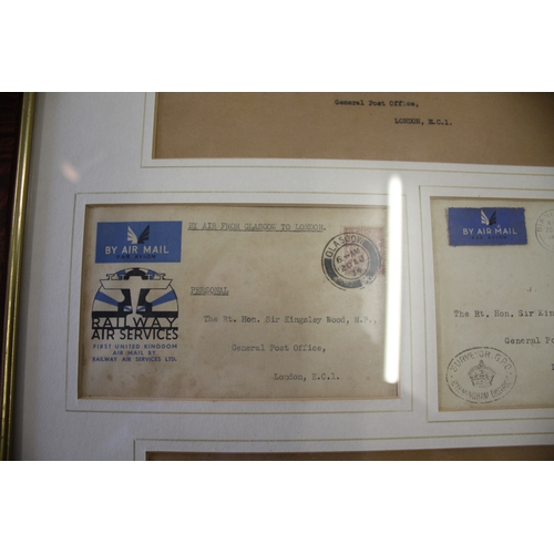 1345 - FRAMED POSTAL HISTORY 2 frames with 5 Air Mail covers, including Nov 1931 from Wellington to London ... 