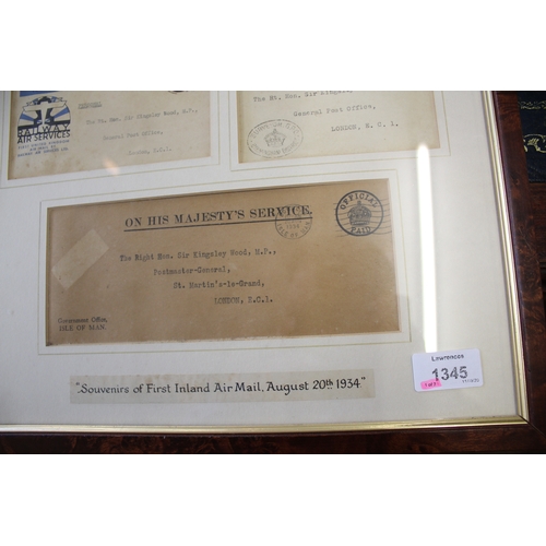 1345 - FRAMED POSTAL HISTORY 2 frames with 5 Air Mail covers, including Nov 1931 from Wellington to London ... 