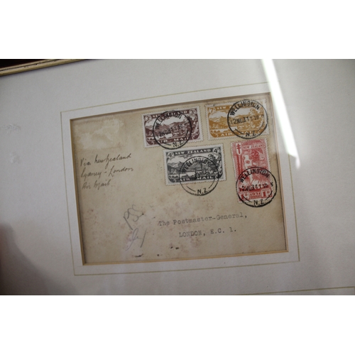 1345 - FRAMED POSTAL HISTORY 2 frames with 5 Air Mail covers, including Nov 1931 from Wellington to London ... 