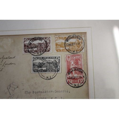 1345 - FRAMED POSTAL HISTORY 2 frames with 5 Air Mail covers, including Nov 1931 from Wellington to London ... 