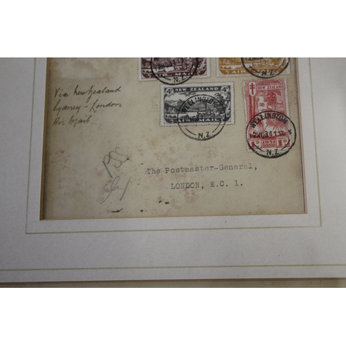 1345 - FRAMED POSTAL HISTORY 2 frames with 5 Air Mail covers, including Nov 1931 from Wellington to London ... 