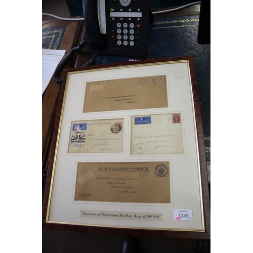 1345 - FRAMED POSTAL HISTORY 2 frames with 5 Air Mail covers, including Nov 1931 from Wellington to London ... 