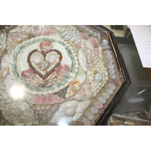 1621 - 19THC SAILORS VALENTINES - SHELLS one octagonal wooden case with an intricate shell design including... 