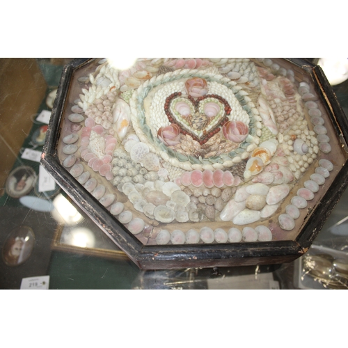 1621 - 19THC SAILORS VALENTINES - SHELLS one octagonal wooden case with an intricate shell design including... 