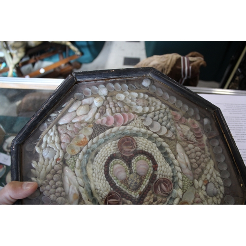 1621 - 19THC SAILORS VALENTINES - SHELLS one octagonal wooden case with an intricate shell design including... 