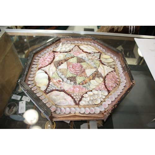 1621 - 19THC SAILORS VALENTINES - SHELLS one octagonal wooden case with an intricate shell design including... 