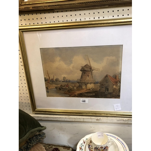 168 - Pair of Watercolours, Windmill Scenes