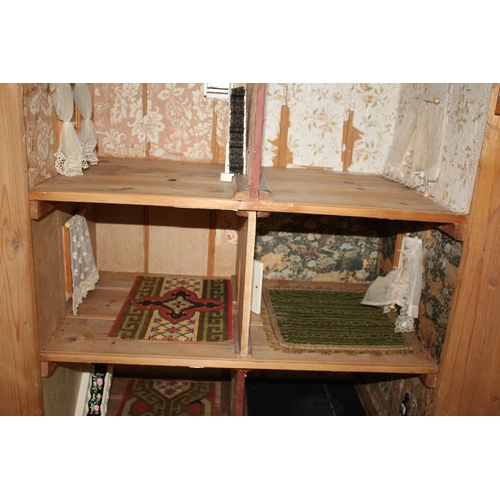 1472 - VICTORIAN DOLLS HOUSE - BARDOLF MANOR circa 1880, a pine 4 storey house with glazed windows to the f... 