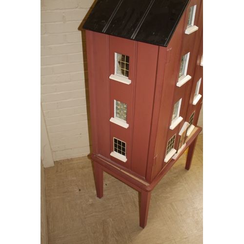 1472 - VICTORIAN DOLLS HOUSE - BARDOLF MANOR circa 1880, a pine 4 storey house with glazed windows to the f... 