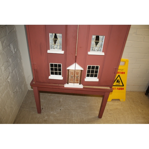 1472 - VICTORIAN DOLLS HOUSE - BARDOLF MANOR circa 1880, a pine 4 storey house with glazed windows to the f... 