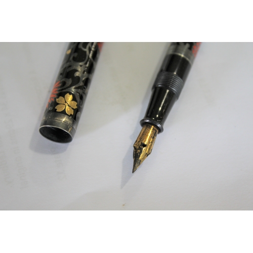 1559 - RARE NAMIKI FOUNTAIN PEN a silver and lacquered fountain pen with lever filler, the lid and barrel w... 