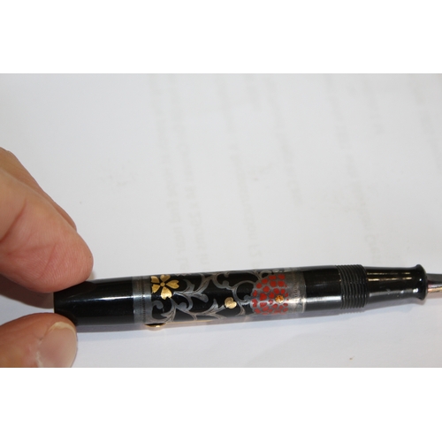 1559 - RARE NAMIKI FOUNTAIN PEN a silver and lacquered fountain pen with lever filler, the lid and barrel w... 