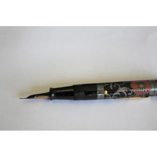 1559 - RARE NAMIKI FOUNTAIN PEN a silver and lacquered fountain pen with lever filler, the lid and barrel w... 