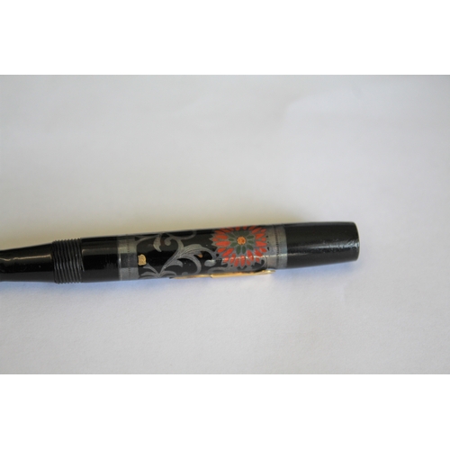 1559 - RARE NAMIKI FOUNTAIN PEN a silver and lacquered fountain pen with lever filler, the lid and barrel w... 