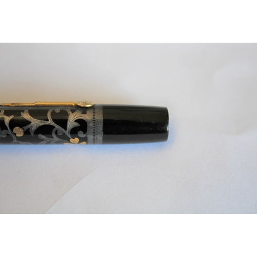 1559 - RARE NAMIKI FOUNTAIN PEN a silver and lacquered fountain pen with lever filler, the lid and barrel w... 