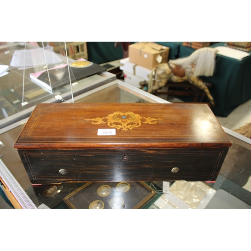 1638 - 19THC MUSICAL BOX - NICOLE FRERES with a 6 air movement, with a fold down flap to reveal 3 brass lev... 