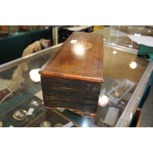 1638 - 19THC MUSICAL BOX - NICOLE FRERES with a 6 air movement, with a fold down flap to reveal 3 brass lev... 