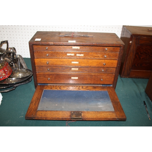 1688 - SETS OF VINTAGE OAK ENGINEERS TOOL CHESTS 4 oak chests with removable fronts to reveal internal draw... 